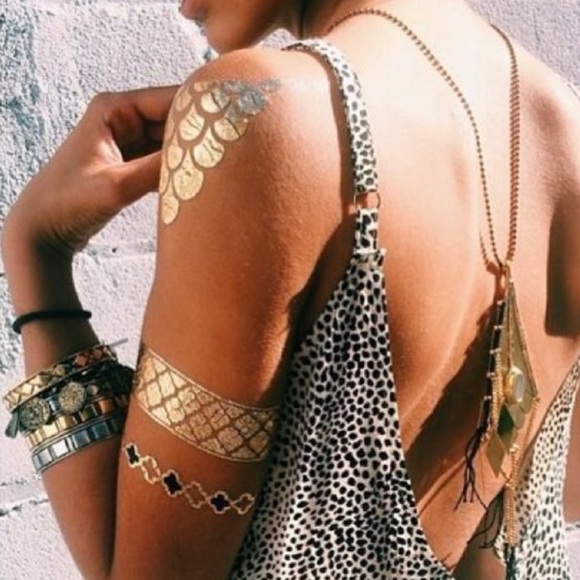 4 Sheets Boho Festival Temporary Metallic Flash Tattoos - Picture 9 of 16